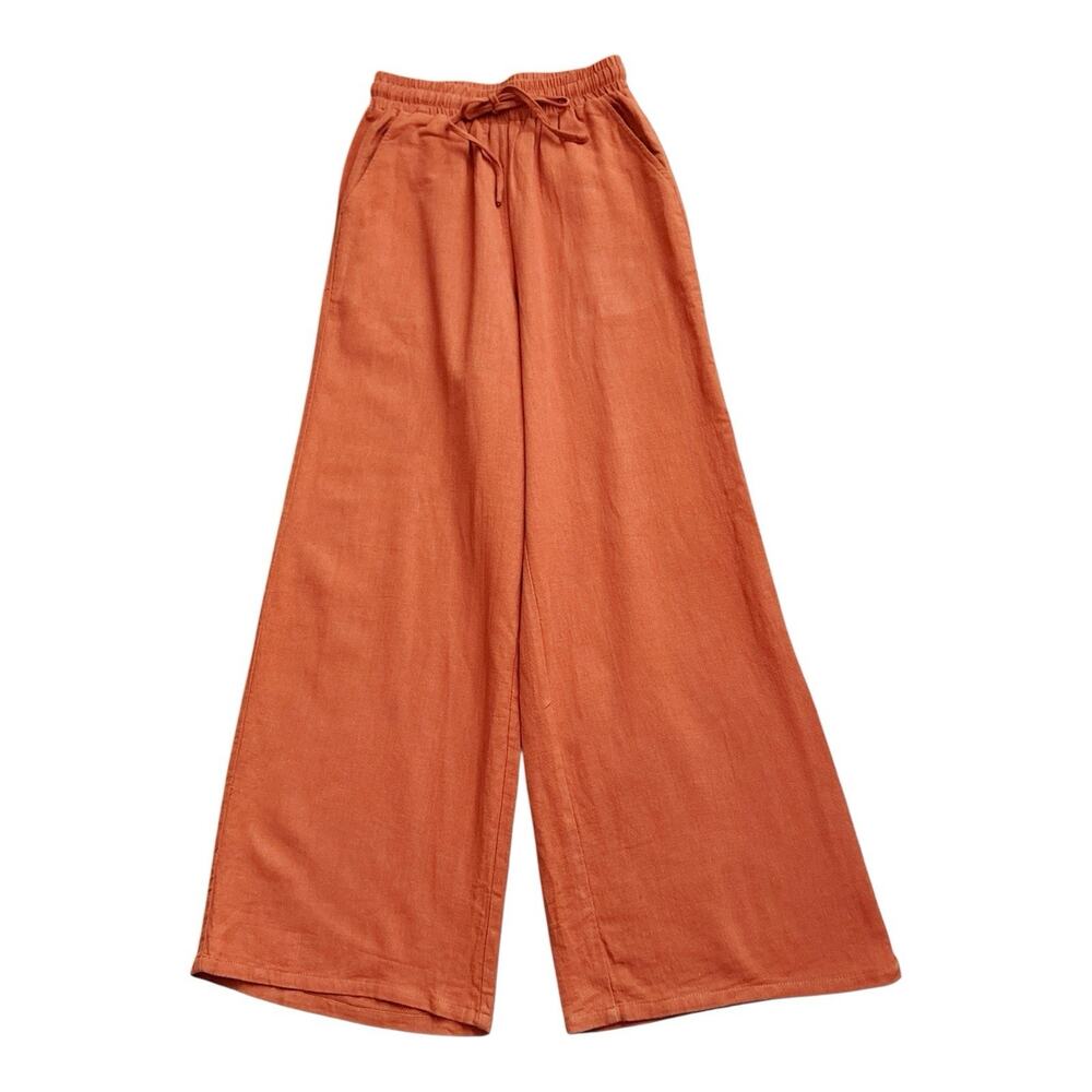 CIDER Womens Size XS Burnt Orange High Rise Pull On Wide Leg Pants 27" Inseam